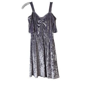Luna Chix Crushed Velvet‎ Cold Shoulder Mini Dress Violet Purple Sz XS